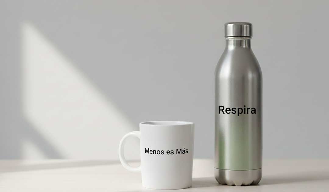 Frases Minimalistas para tazas y botellas